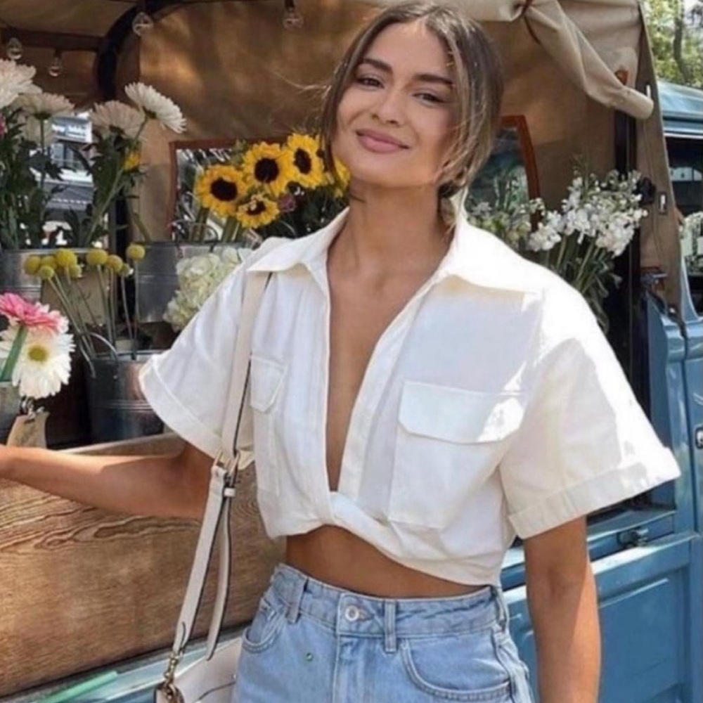 Zara stretch Linen crop